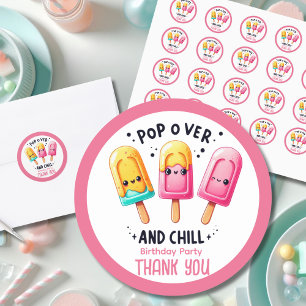 Zomer Ijs Pop ijsje Ijs Verjaardag Kinderen Ronde Sticker
