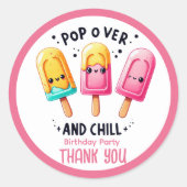 Zomer Ijs Pop ijsje Ijs Verjaardag Kinderen Ronde Sticker (Voorkant)