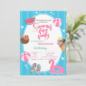 Zomer IJs Watermeloen Zwembad Speelgoed Verjaardag Kaart (Staand voorkant)