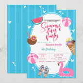 Zomer IJs Watermeloen Zwembad Speelgoed Verjaardag Kaart (Voorkant / Achterkant)