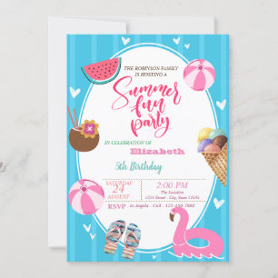 Zomer IJs Watermeloen Zwembad Speelgoed Verjaardag Kaart