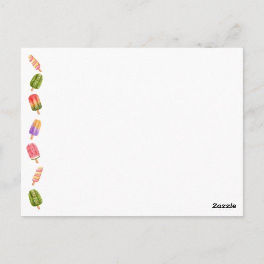 Zomer ijsijsijsje verjaardagsuitnodiging briefkaart (Achterkant)