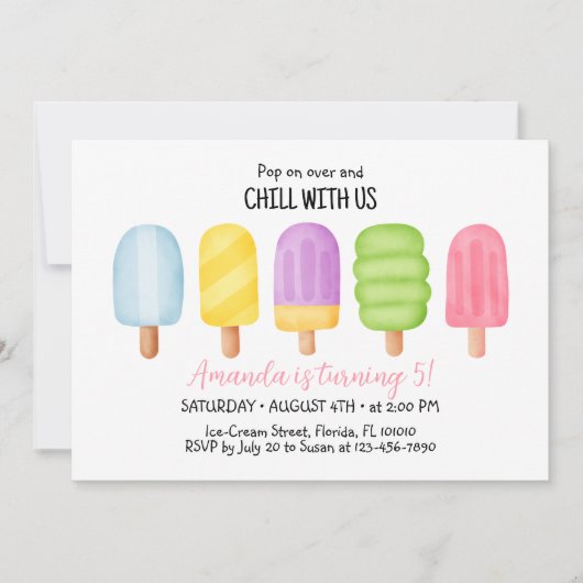 Zomer ijsijsje Verjaardagsfeest Kaart (Voorkant)