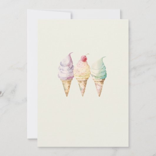 Zomer Ijsje 3e Verjaardagsuitnodiging Kaart (Achterkant)