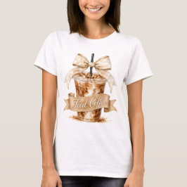 Zomer IJskoude Koffie Boog Vintage Waterverf Ontwe T-shirt