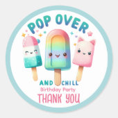 Zomer Ijslolly Popsicle Ijs Verjaardag Kinderen Ronde Sticker (Voorkant)