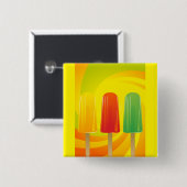 Zomer Ijslolly Trio Felgekleurde Ijslolly's Vierkante Button 5,1 Cm (Voorkant /achterkant)
