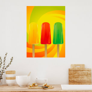 Zomer Ijslolly Trio Felicitatie Ijslolly's Poster