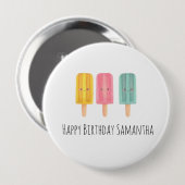 Zomer Ijslolly's Ronde Button 4,0 Cm (Voorkant /achterkant)