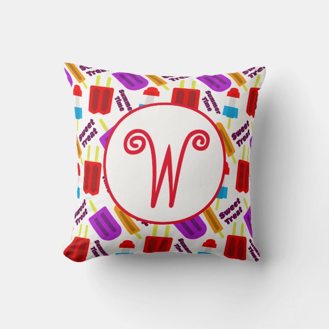 Zomer IJssalon Monogram Kussen (Voorkant)