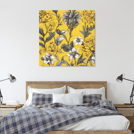 Zomer in bloemengeel Ai-kunst Canvas Afdruk (Insitu (Slaapkamer))