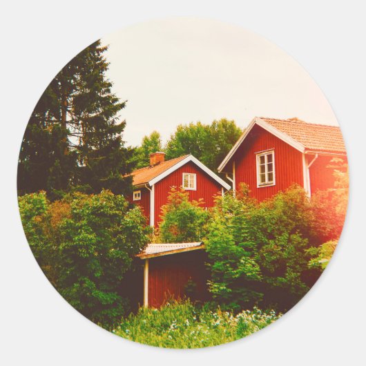 Zomer in Dalarna Ronde Sticker (Voorkant)