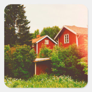 Zomer in Dalarna Vierkante Sticker
