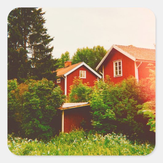 Zomer in Dalarna Vierkante Sticker (Voorkant)