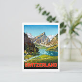 Zomer in de bergen van Zwitserland, oldtimers Briefkaart (Staand voorkant)