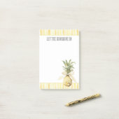 Zomer in de Zon Gele Strepen Ananas Post-it® Notes (Op bureau)