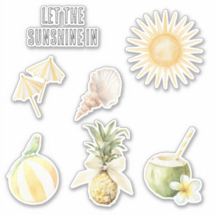 Zomer in de Zon Gele Strepen Ananas Sticker