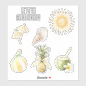 Zomer in de Zon Gele Strepen Ananas Sticker (Vel)