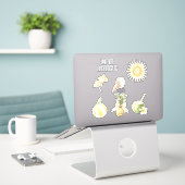 Zomer in de Zon Gele Strepen Ananas Sticker (Laptop op bureau)