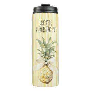 Zomer in de Zon Gele Strepen Ananas Thermosbeker