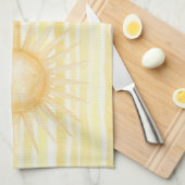 Zomer in de zon gele strepen theedoek (Quarter Fold)