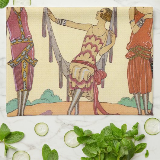 Zomer in Frankrijk Art Deco Kitchen Towel Theedoek (Gevouwen)