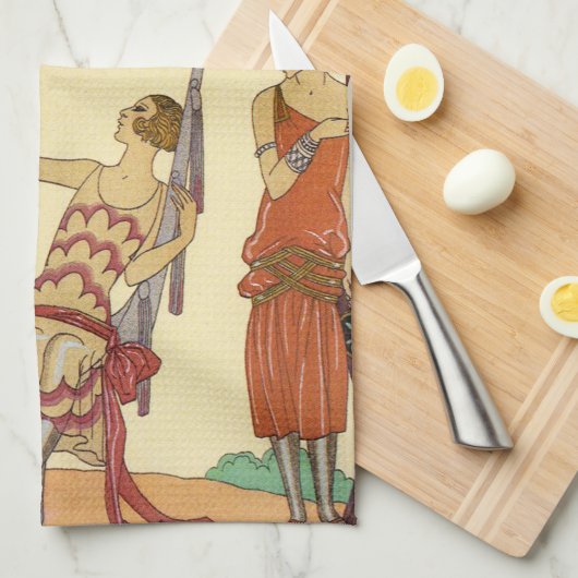 Zomer in Frankrijk Art Deco Kitchen Towel Theedoek (Quarter Fold)