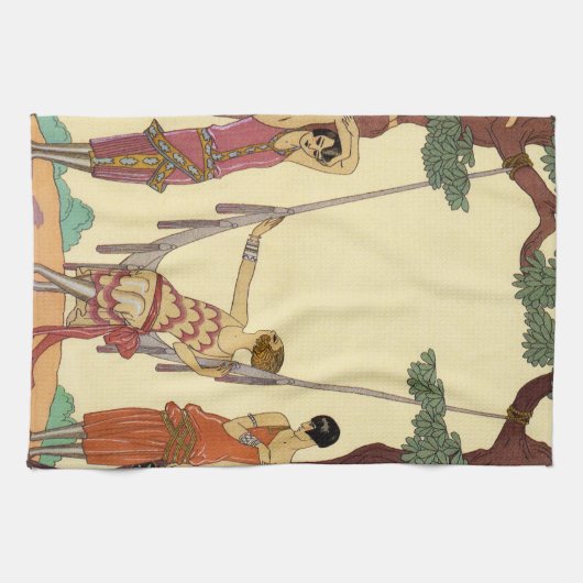 Zomer in Frankrijk Art Deco Kitchen Towel Theedoek (Horizontaal)