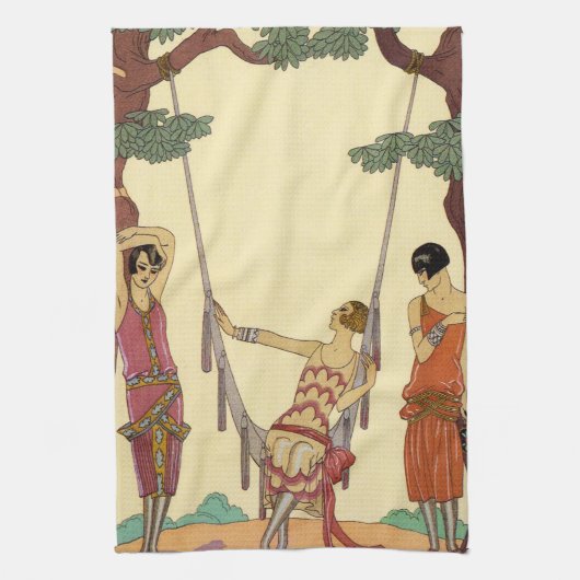 Zomer in Frankrijk Art Deco Kitchen Towel Theedoek (Verticaal)