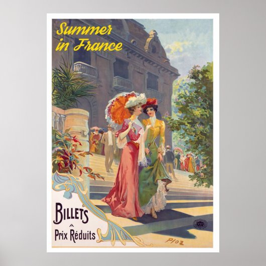 Zomer in Frankrijk, dames op een rol,  Poster (Voorkant)