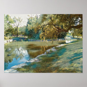 Zomer in het park gestileerd poster