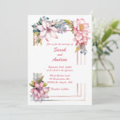 Zomer in Roze: Gepersonaliseerde bruiloft uitnodig Kaart (Staand voorkant)