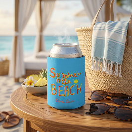 Zomer Is Het Strand Aangepaste Retro Doodle Tote T Blikjeskoeler