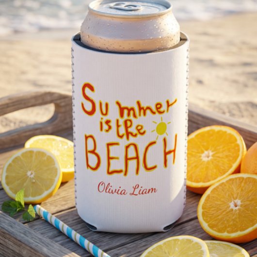 Zomer Is Het Strand Aangepaste Retro Doodle Tote T Blikjeskoeler