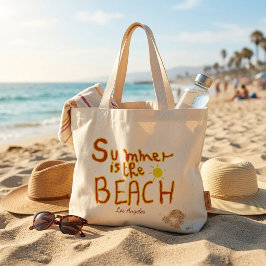 Zomer Is Het Strand Aangepaste Retro Doodle Tote T Grote Tote Bag
