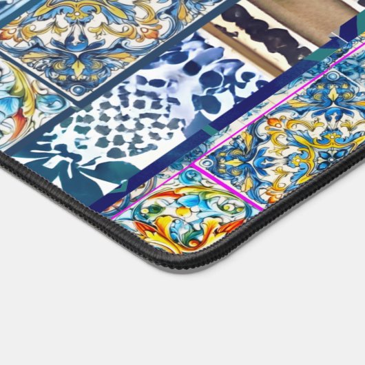 zomer italiaans florale blauwe tegels citrus monog bureaumat (Hoek)