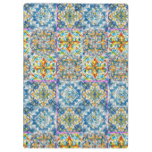 zomer italiaans florale blauwe tegels citrus monog klembord (Achterkant)
