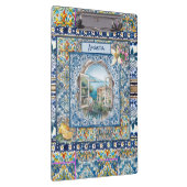 zomer italiaans florale blauwe tegels citrus monog klembord (Rechts)