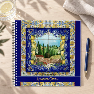 Zomer Italiaanse Blauwe Majolica Tegels Citrus Mon Notitieboek