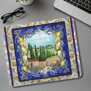 zomer Italiaanse majolica blauwe tegels citrus Muismat
