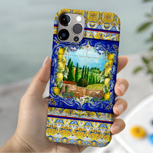 zomer Italiaanse majolica blauwe tegels citrus tui iPhone 15 Case