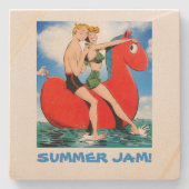 Zomer Jam Beach Fun! Onderzetter van marmersteen (Voorkant)