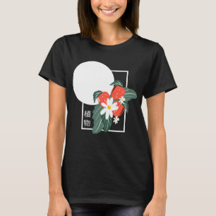 Zomer Japanse Botanische Aardbeien Bloemig T-shirt