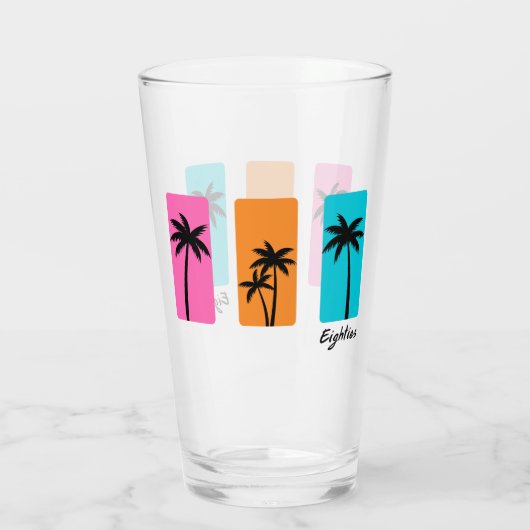 Zomer jaren 1980 Palm Tree  Vibes Glas (Achterkant)