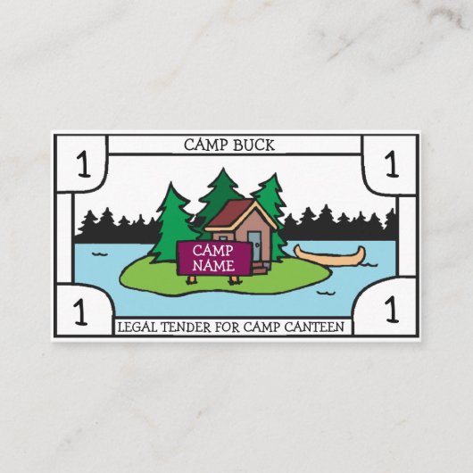 Zomer jeugdkamp, kajuiteiland met aangepast teken visitekaartje (Voorkant)
