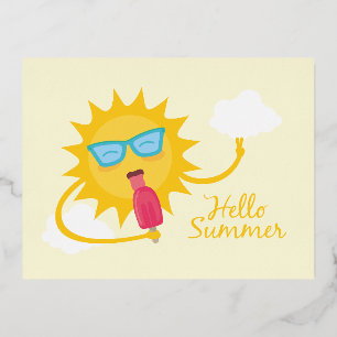 Zomer Kaart Sjabloon met Sun Eating Ice-cream