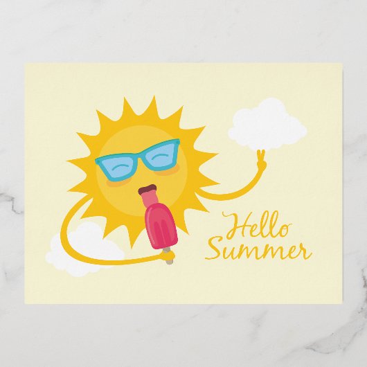 Zomer Kaart Sjabloon met Sun Eating Ice-cream (Voorkant)