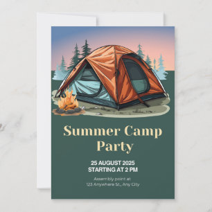 Zomer Kamp Party Uitnodiging – Avontuur in de Natu
