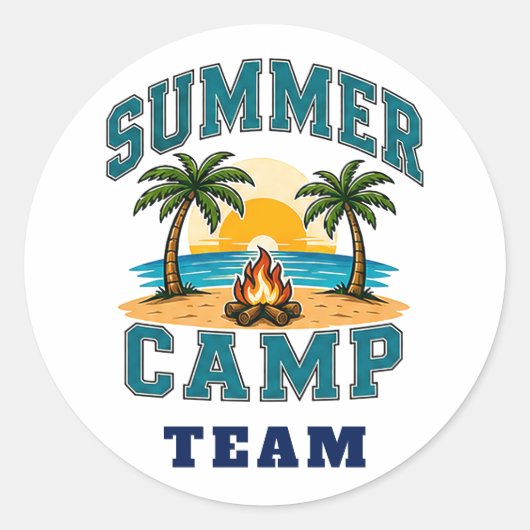 ☀️ Zomer Kamp Staf Typografie 👕 Ronde Sticker (Voorkant)