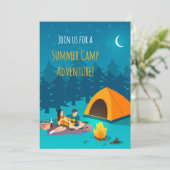 Zomer Kamp Uitnodiging | Handgetekend Ontwerp (Staand voorkant)